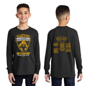 Bett AAU State Wrestling Youth Cotton Long Sleeve Tee-Black