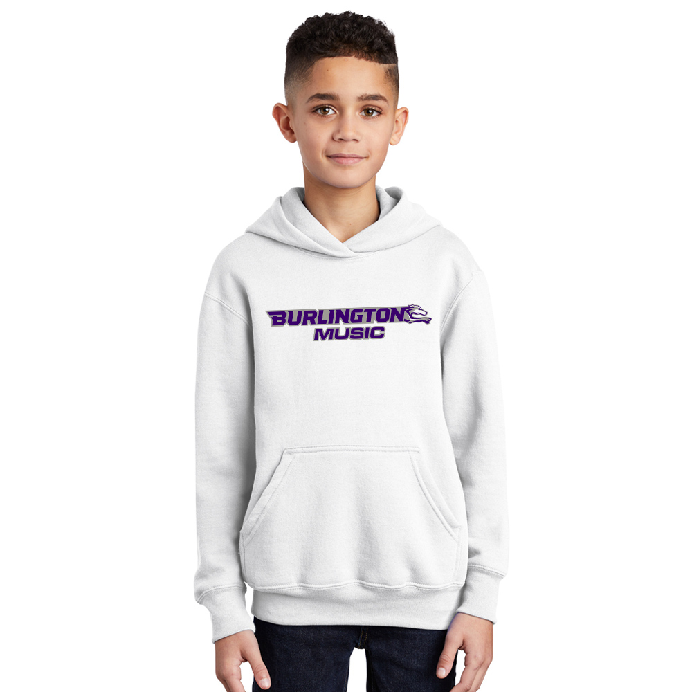 Burlington Music Youth Fleece Hooded Sweatshirt-White