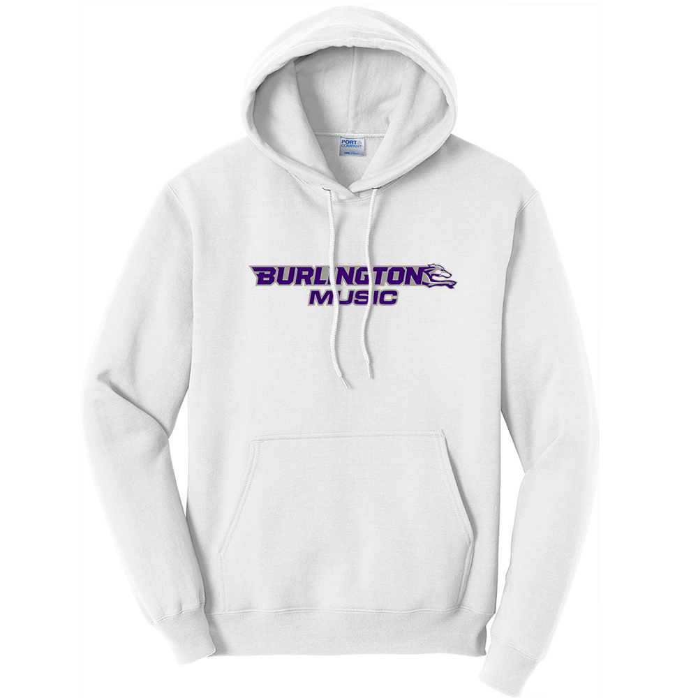 Burlington Music Unisex Fleece Hooded Sweatshirt-White