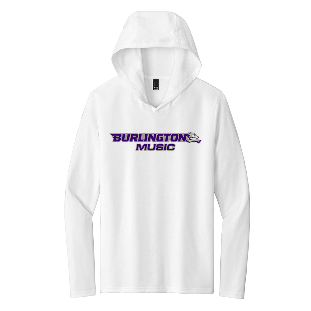 Burlington Music District Made Mens Perfect Tri Long Sleeve Hoodie-White