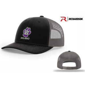 Burlington Music Richardson Pro Crown Mesh Back Adjustable back cap-Black/Charcoal