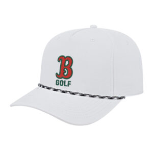 Boone Golf ICON performance rope golf cap-White/White/Black