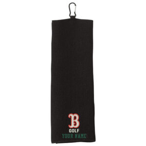 Boone Golf Carmel Towel Company – Fairway Golf Towel- waffle-weave microfiber Tri-Fold with carabiner-Black