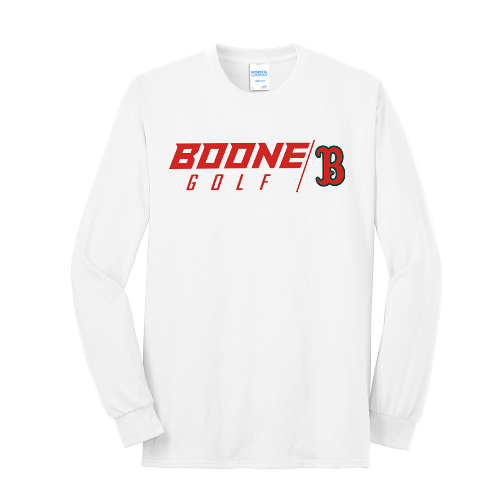 Boone Golf Unisex Cotton Long Sleeve Tee-White