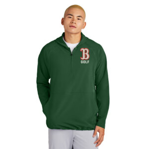 Boone Golf Sport-Tek Men Repeat 1/2-Zip Long Sleeve Hooded Jacket-Forest Green
