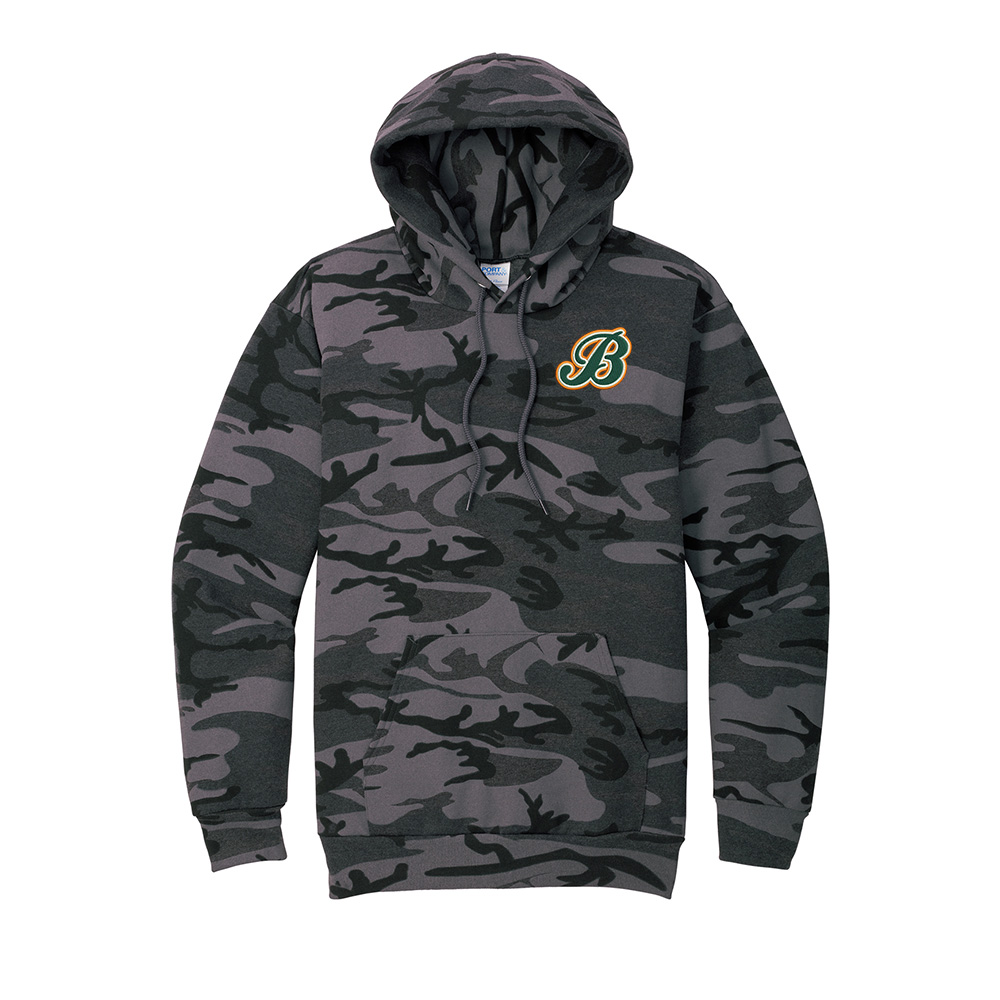 Barnstormers SB Unisex Core Fleece Camo Pullover Hooded Sweatshirt-Black Heather Camo