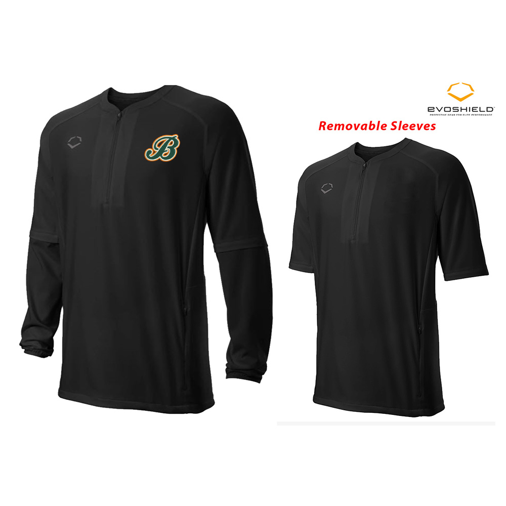 Barnstormers SBBarnstormers Baseball Evoshield Adult Long Sleeve BP Jacket with Removable Sleeves-Black