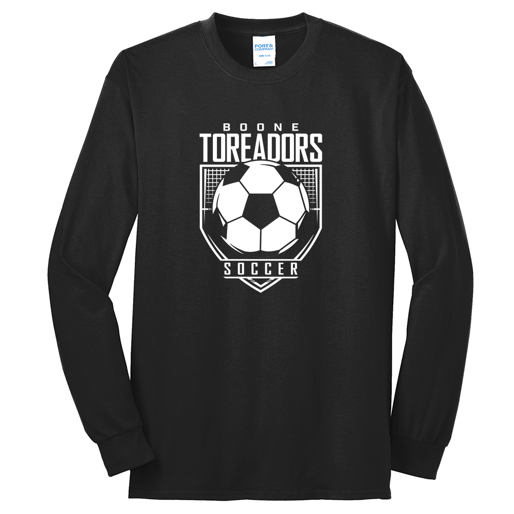 Boone Soccer Unisex Cotton Long Sleeve Tee-Black