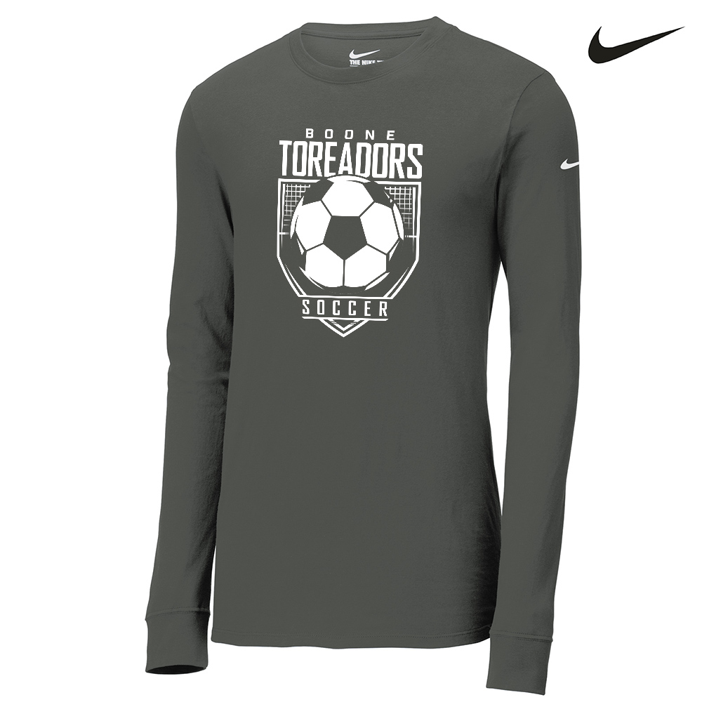 Boone Soccer Nike Dri-FIT Cotton/Poly Long Sleeve Tee-Anthracite