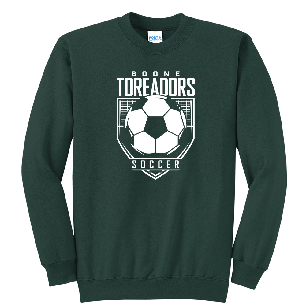 Boone Soccer Unisex Fleece Crewneck Sweatshirt-Dark Green