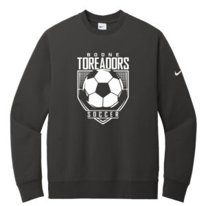 Boone Soccer Nike Club Fleece Sleeve Swoosh Crew Adult-Anthracite