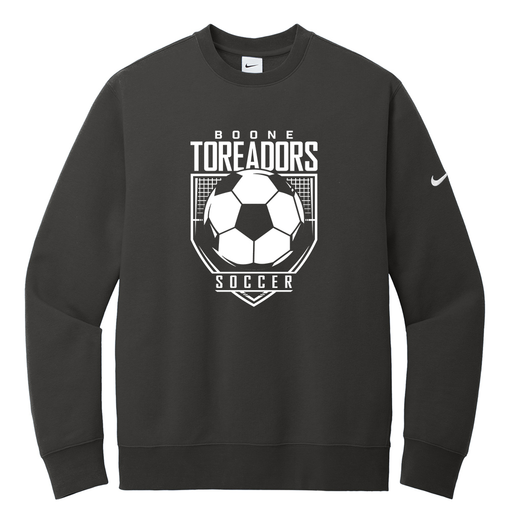 Boone Soccer Nike Club Fleece Sleeve Swoosh Crew Adult-Anthracite
