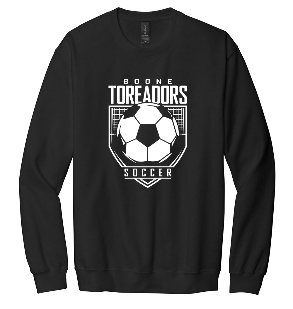 Boone Soccer Gildan Unisex Softstyle Crewneck Sweatshirt-Black