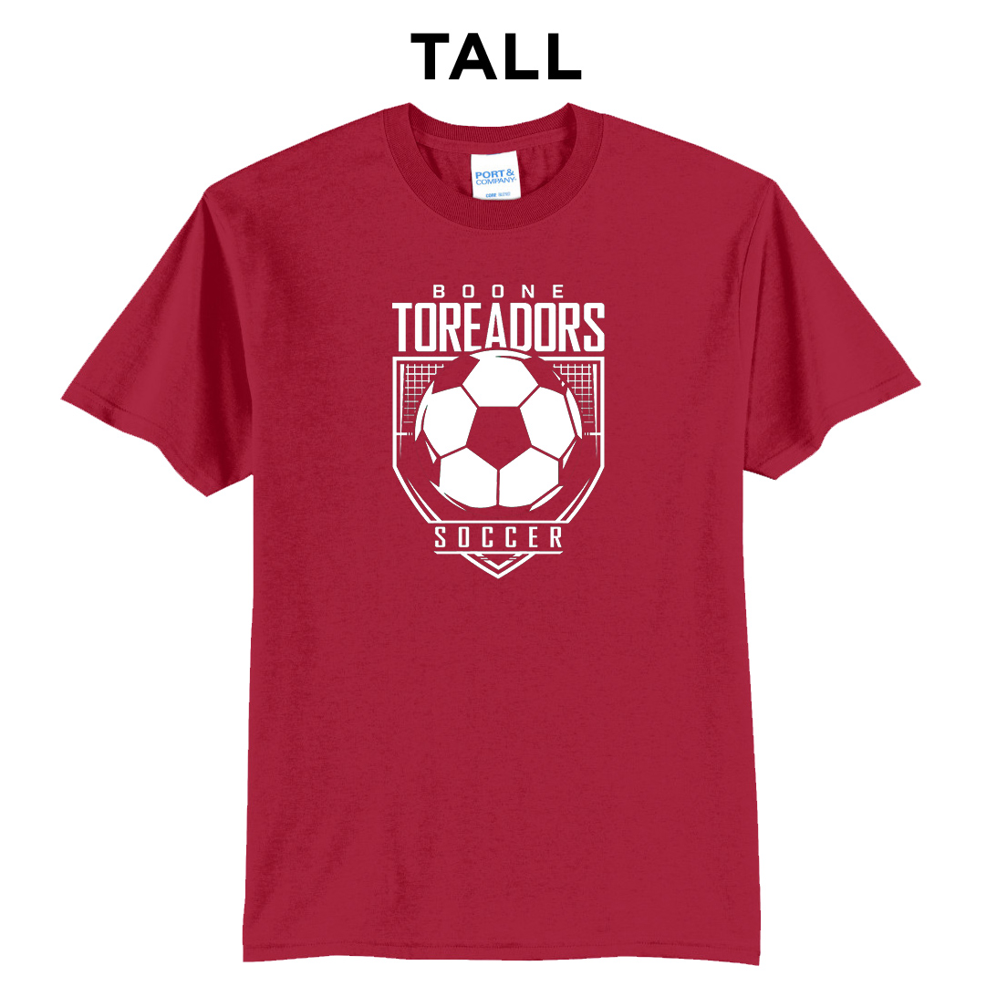 Boone Soccer Tall Short Sleeve Tee-Red