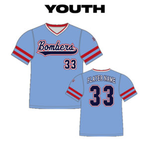 04. BPV Bombers YOUTH Sulbimated V-Neck Tech Tee-Columbia Blue