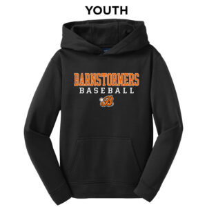 Barnstormers BB Sport-Tek youth Sport Wick Fleece Hooded Pullover-Black