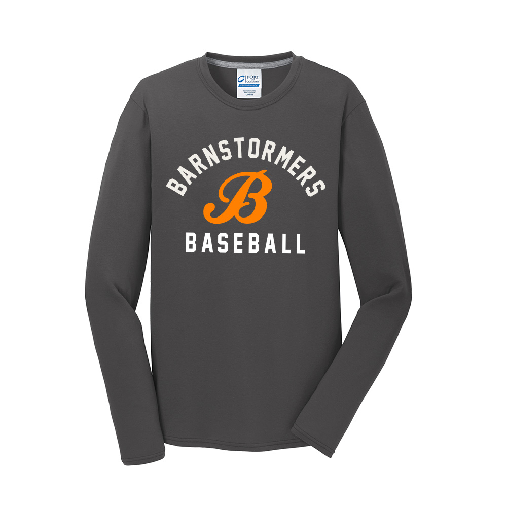 Barnstormers BB Men Long Sleeve Essential Blended Performance Tee-Charcoal Grey