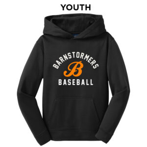 Barnstormers BB Sport-Tek youth Sport Wick Fleece Hooded Pullover-Black