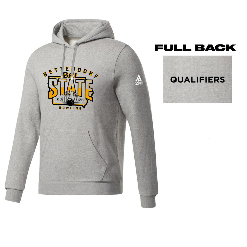 Bett State Bowling Adidas Fleece Hooded Sweatshirt- MedGrey Heather