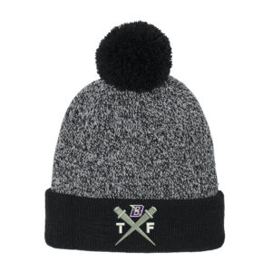 Baxter Track Field Sport-Tek Halftime Heather Pom Beanie-Black/Silver