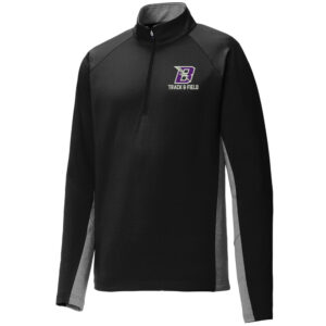 Baxter Track Field Sport-Tek Sport wick stretch 1/4 zip pullover w/heather Men-Black/Charcoal Grey Heather