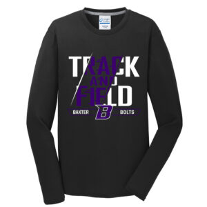 Baxter Track Field Unisex Long Sleeve Essential Blended Performance Tee-Black