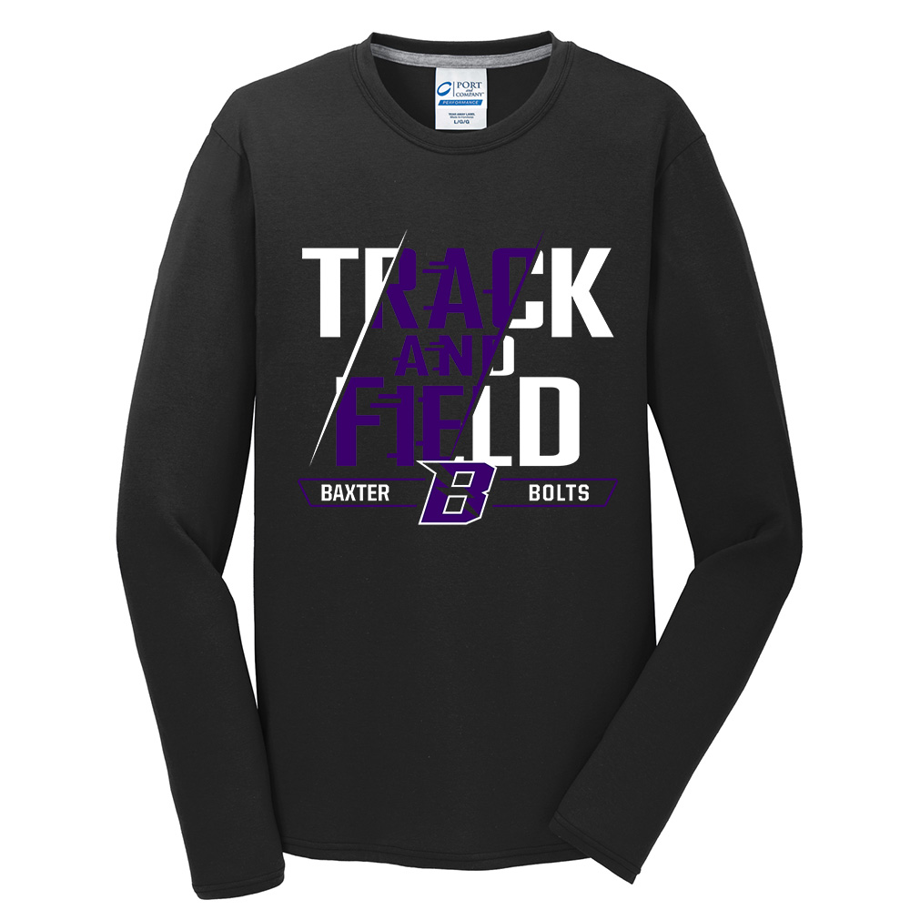 Baxter Track Field Unisex Long Sleeve Essential Blended Performance Tee-Black