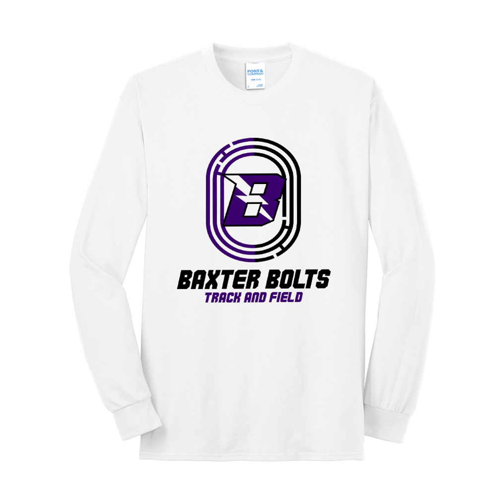 Baxter Track Field Unisex Cotton Long Sleeve Tee-White