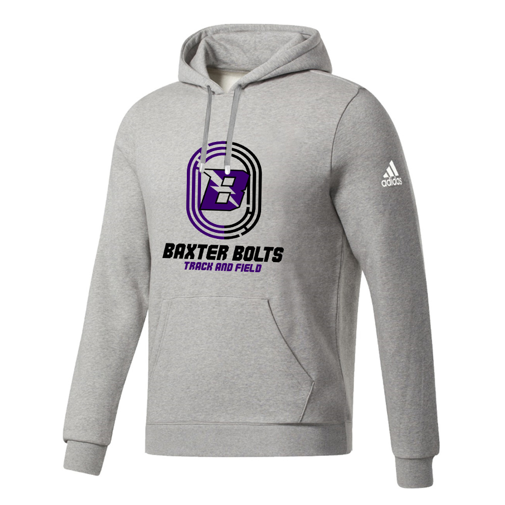 Baxter Track Field Adidas Fleece Hooded Sweatshirt- MedGrey Heather