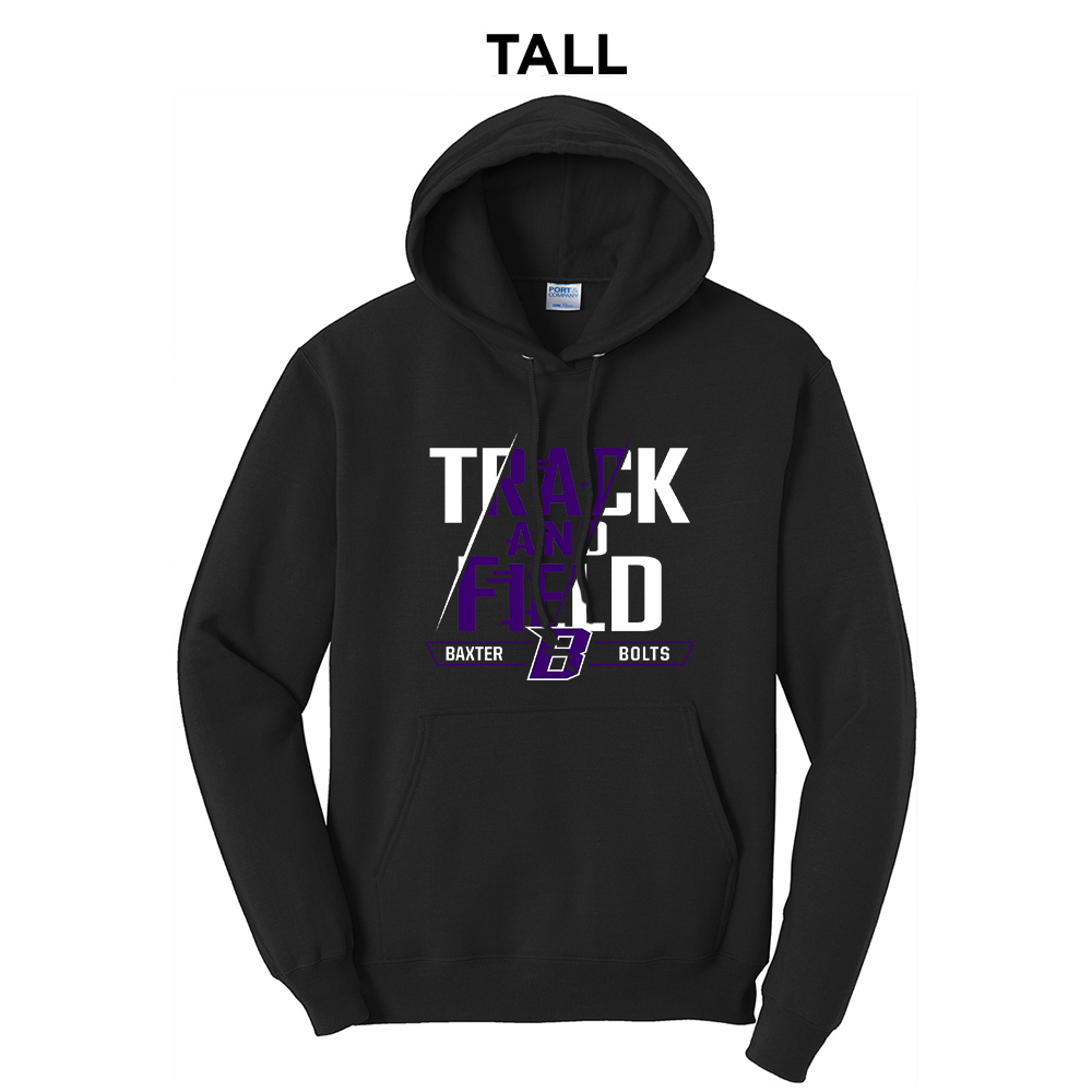 Baxter Track Field TALL Classic Pullover Hooded Sweatshirt-Black
