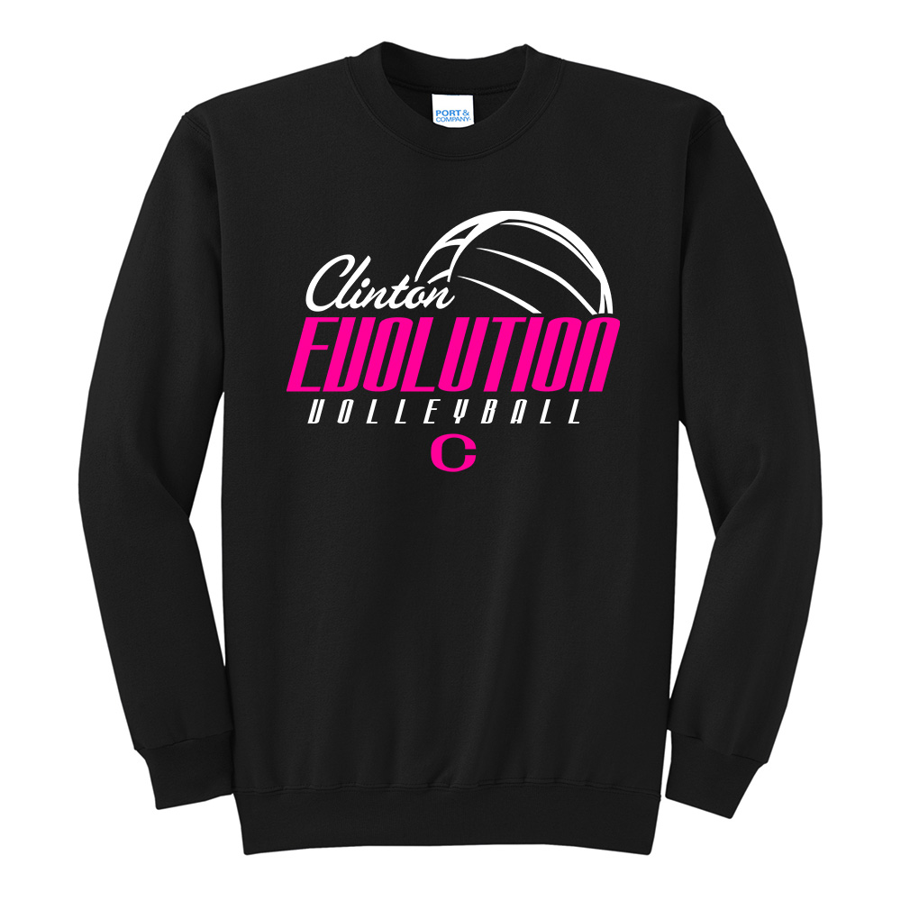 Clinton Evolution VB Unisex Fleece Crewneck Sweatshirt-Black