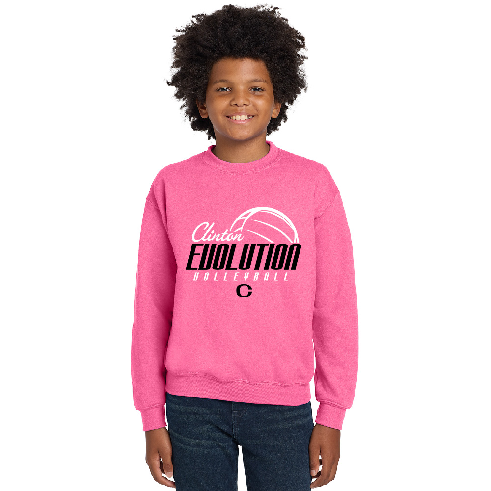 Clinton Evolution VB Youth Fleece Crewneck Sweatshirt-Safety Pink