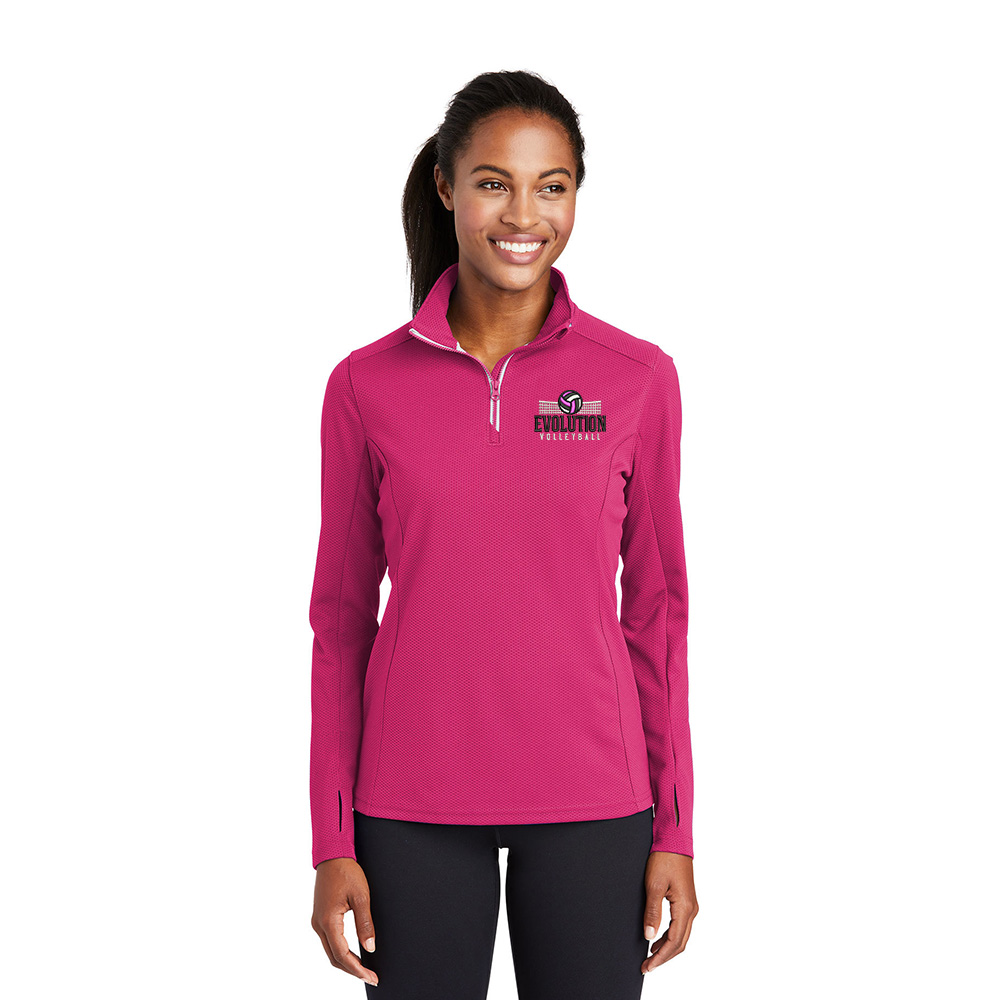Clinton Evolution VB Sport-Tek Ladies Sport-Wick Textured 1/4 Zip Pullover-Pink Raspberry