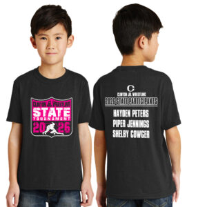 Clinton JR Wrestling Girls State Youth Short Sleeve Tee-Black