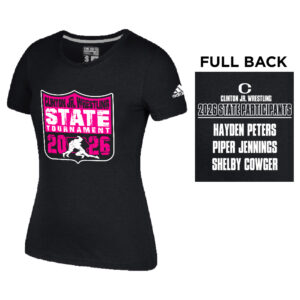 Clinton JR Wrestling Girls State Adidas Go To Performance Women’s Short Sleeve Tee-Black (Runs small)