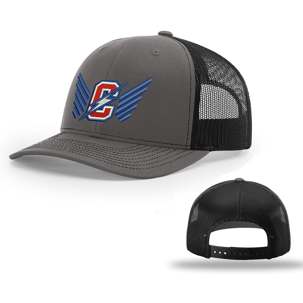 Camanche Track Field Richardson Pro Crown Mesh Back Adjustable back cap Split-Charcoal/Black