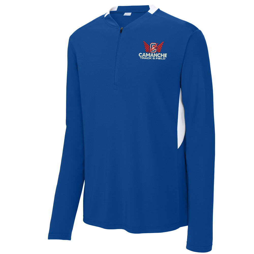 Camanche Track Field Sport-Tek Men Club 1/4-Zip Pullover-Royal/White