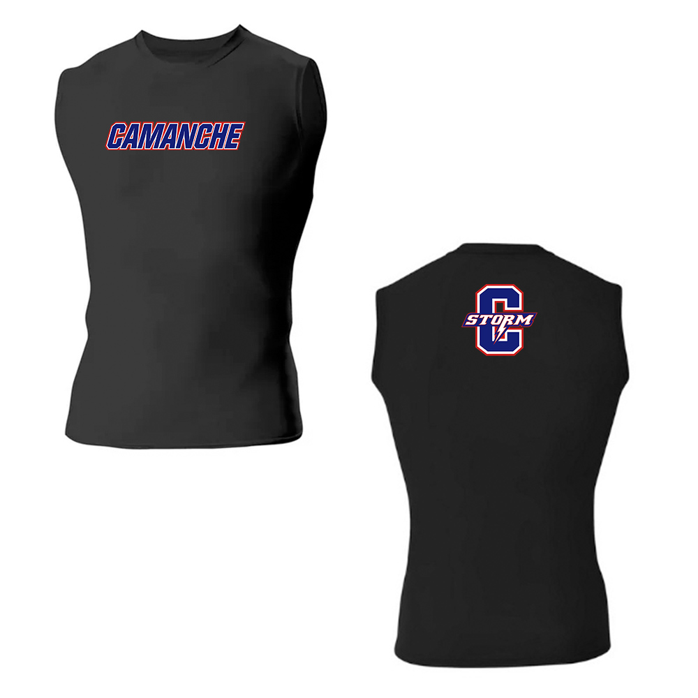 Camanche Track Field A4 Sleeveless Compression Muscle Tee with 4 way stretch-Black