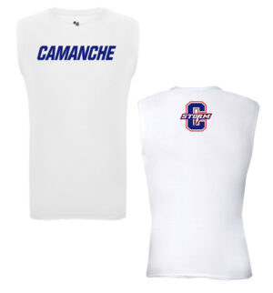 Camanche Track Field BadgerPro-Compression Sleeveless T-Shirt – White