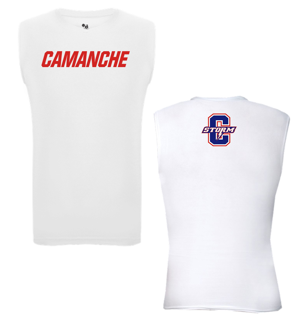 Camanche Track Field BadgerPro-Compression Sleeveless T-Shirt - White