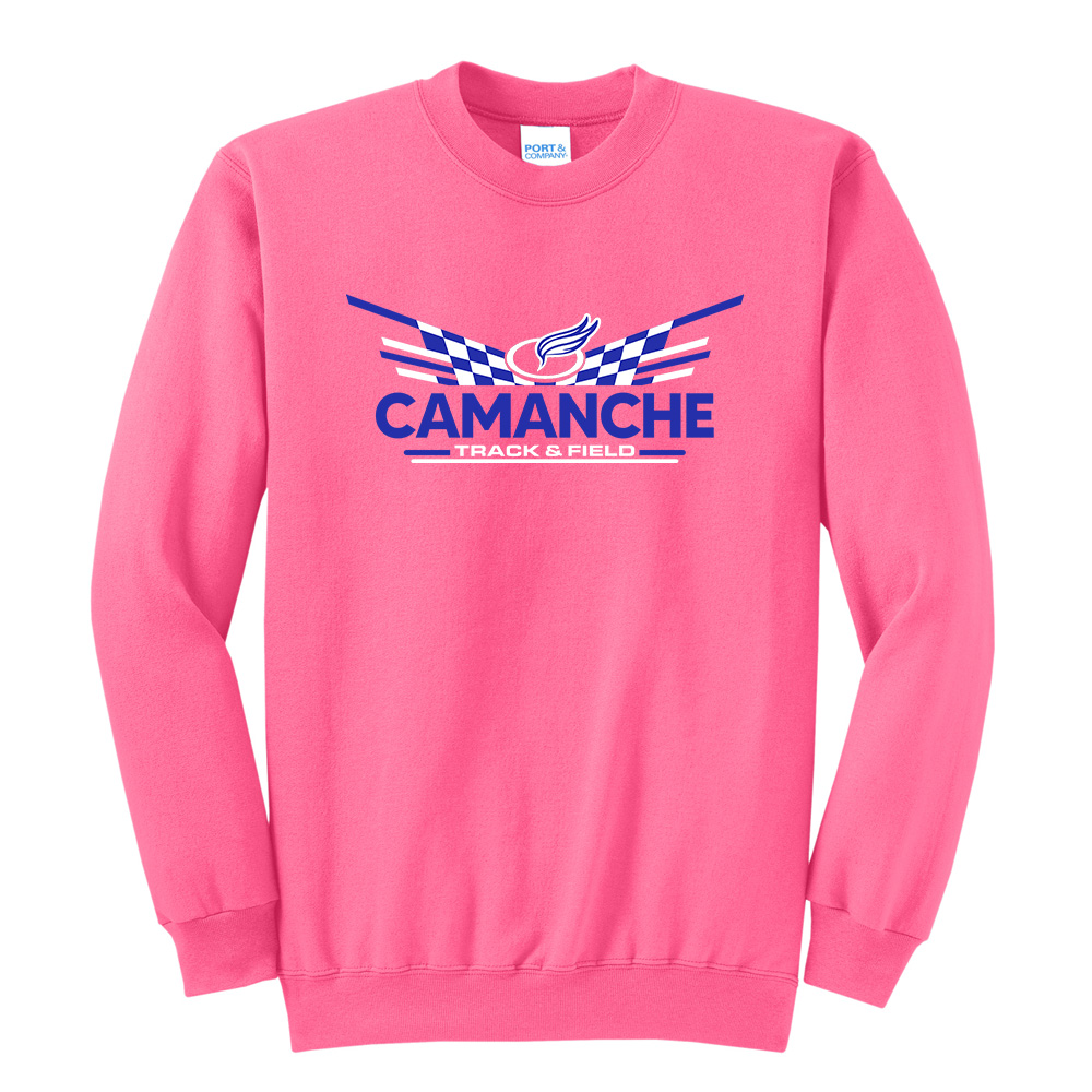 Camanche Track Field Unisex Fleece Crewneck Sweatshirt-Neon Pink
