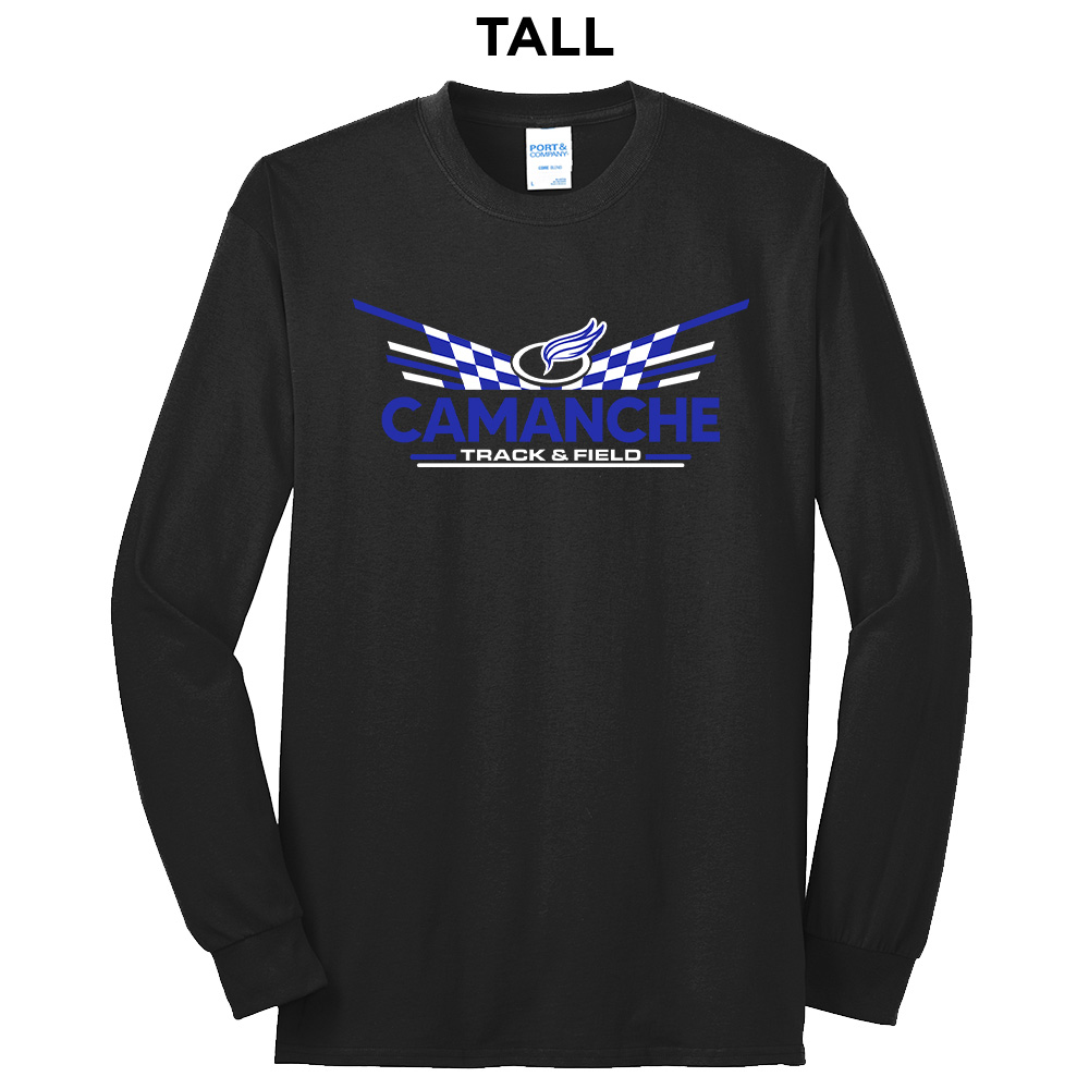 Camanche Track Field Tall Cotton Long Sleeve Tee-Black