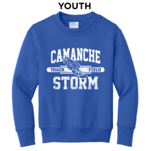 Camanche Track Field Youth Fleece Crewneck Sweatshirt-Royal