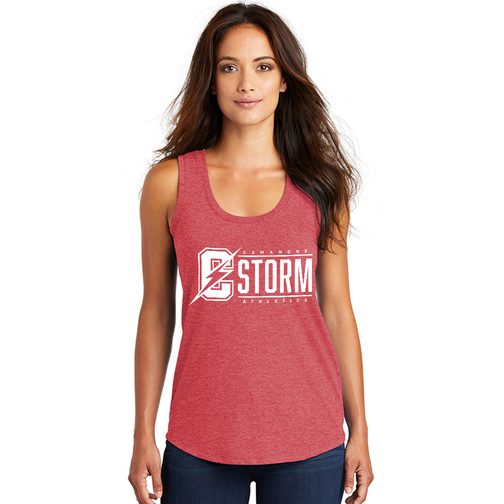 STORM District Made Ladies Perfect Tri Racerback Tank-Red Frost