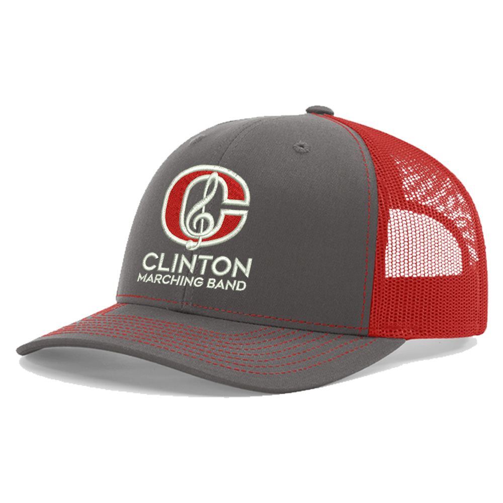 Clinton Marching Band Richardson Pro Crown Mesh Back Adjustable back cap Split-Charcoal/Red