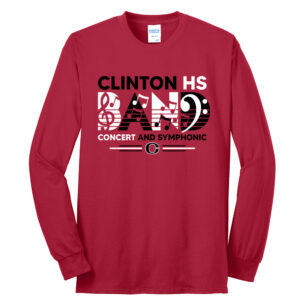 Clinton Marching Band Unisex Cotton Long Sleeve Tee-Red