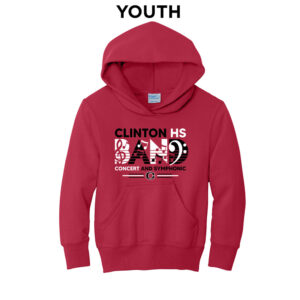 Clinton Marching Band Youth Fleece Hooded Sweatshirt-Red