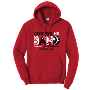 Clinton Marching Band Unisex Fleece Hooded Sweatshirt-Red