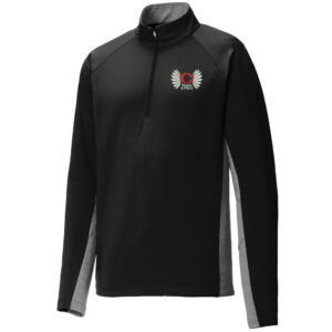 Clinton Track Field Sport-Tek Sport wick stretch 1/4 zip pullover w/heather Men-Black/Charcoal Grey Heather