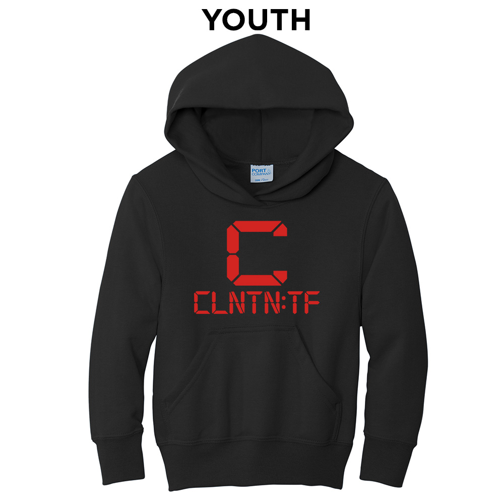 Clinton Track Field Youth Fleece Hooded Sweatshirt-Black